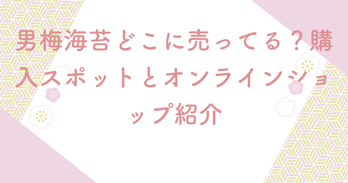 男梅海苔どこに売ってる？購入スポットとオンラインショップ紹介